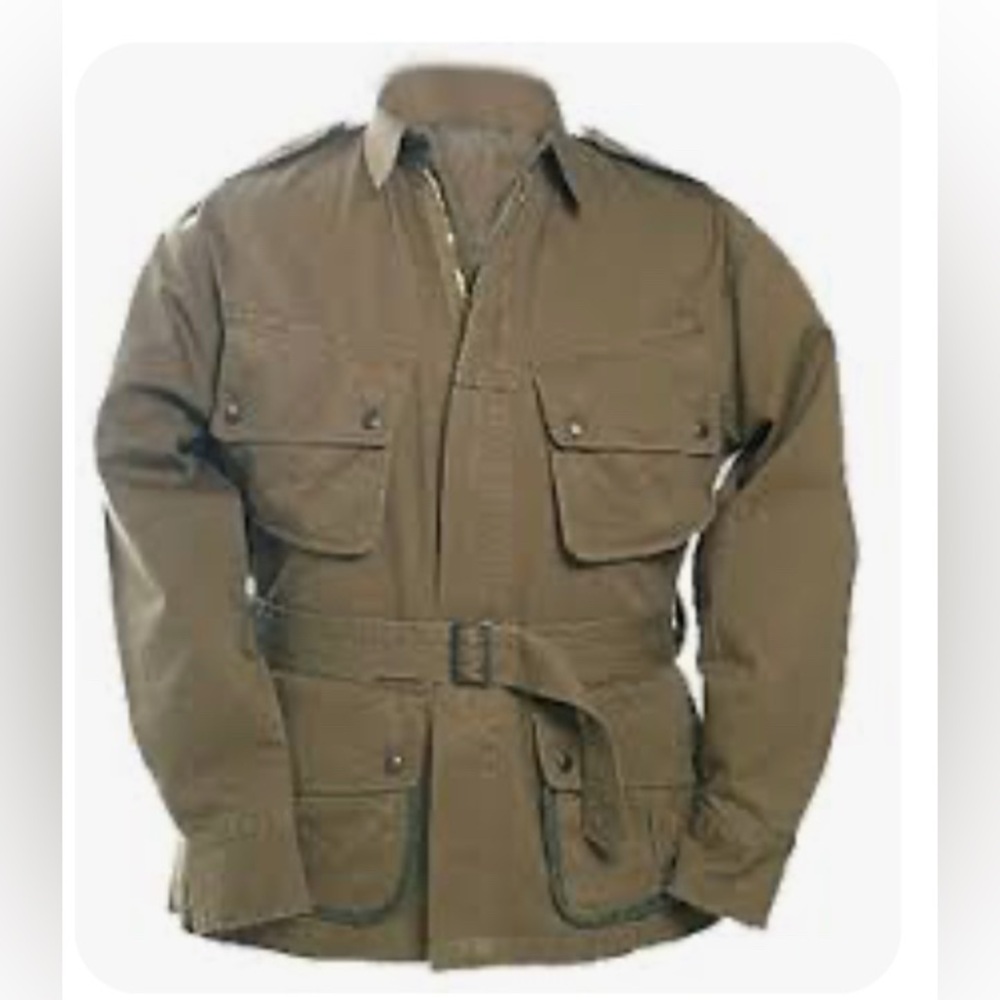 Vintage Polo Sport Ralph Lauren Belted Olive Green Field Military Jacket Size L
